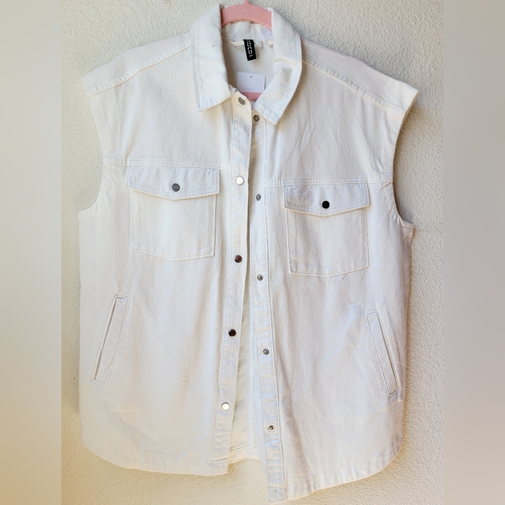 H&M Divided oversized white denim vest